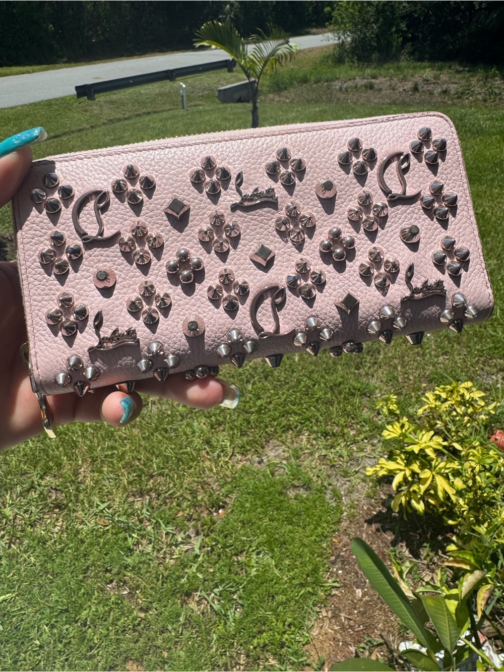 Christian Louboutin Blush Pink Panettone wallet box and dust bag